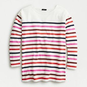 J. Crew Striped Boatneck Tunic Top Long Sleeve Cotton Women's Size S NWT